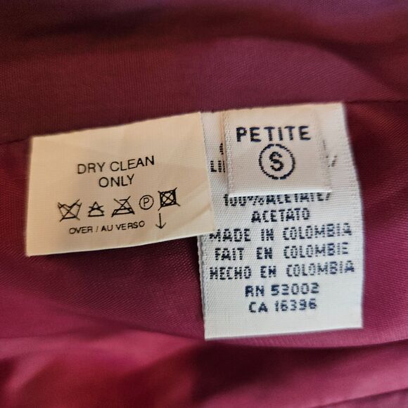 Liz Claiborne Y2K Double Breasted Velvet Coat in Eggplant - Size PS - Picture 13 of 13